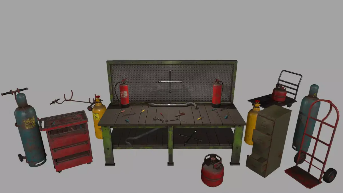 Garage set of wrenches Low-poly 3D model