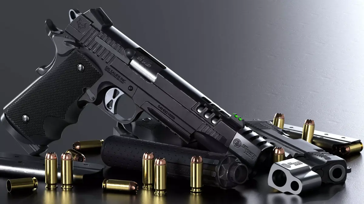 Game Ready 1911 Pistol 3D Model Low-poly 3D model