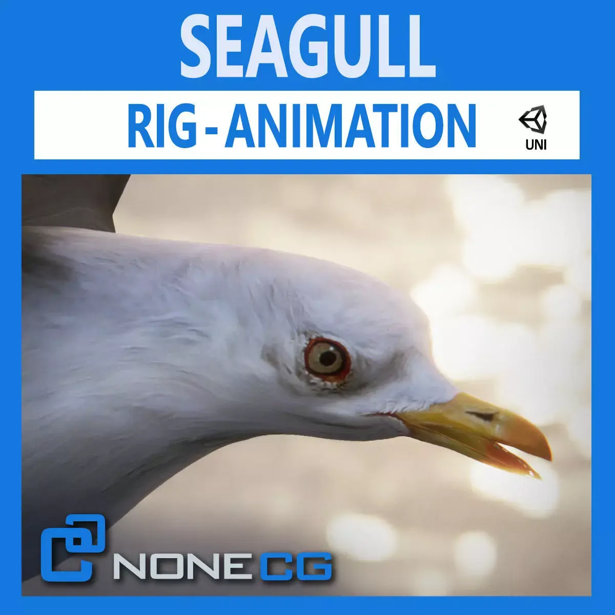 Animated Seagull Unity Low-poly 3D model