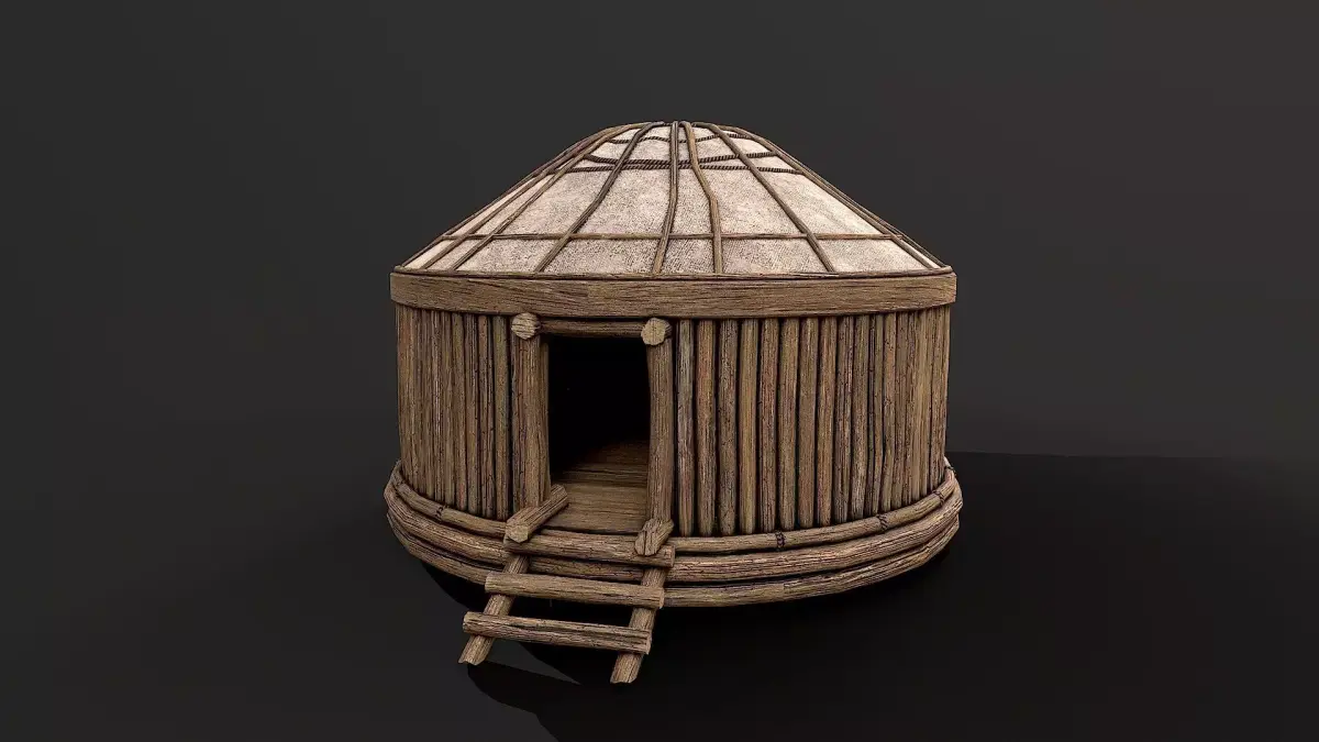 Traditional Yurt Nomads Tent with Interior 6 Low Poly PBR Low-poly 3D model