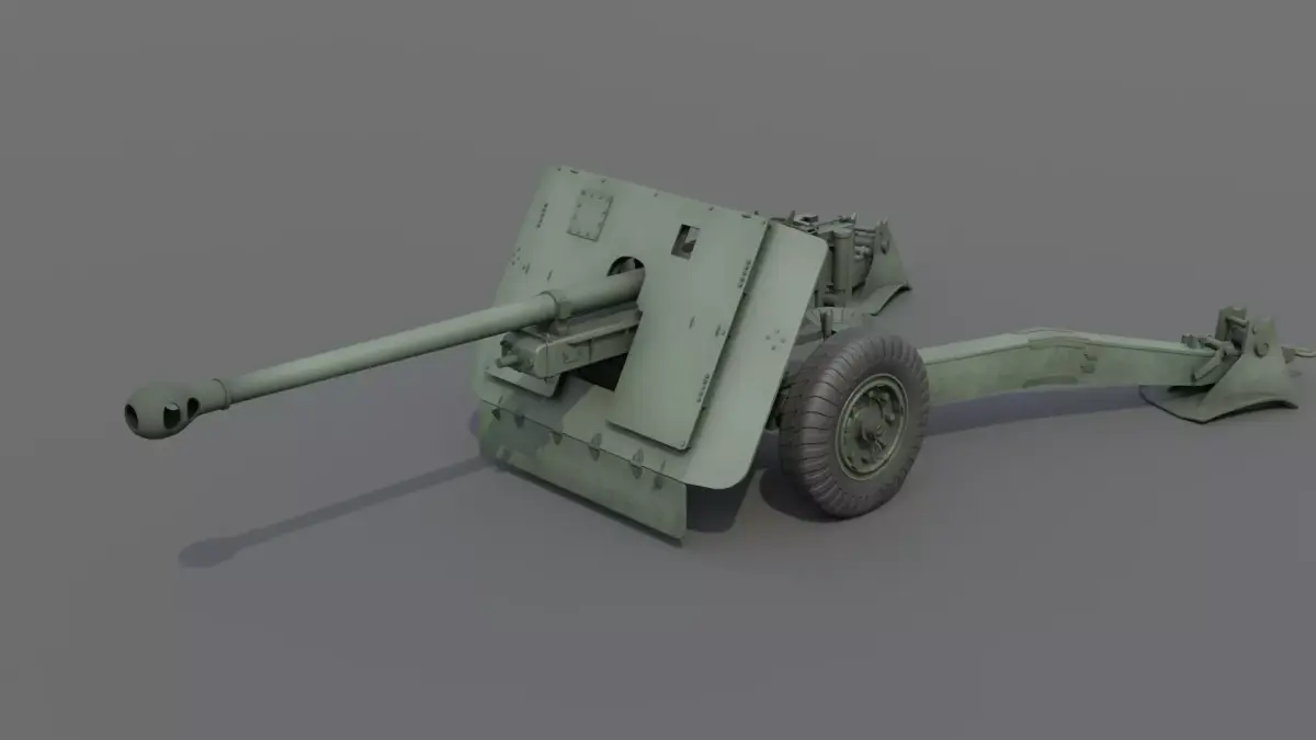 Ordnance QF 17-Pounder Anti-Tank Gun Low-poly 3D model