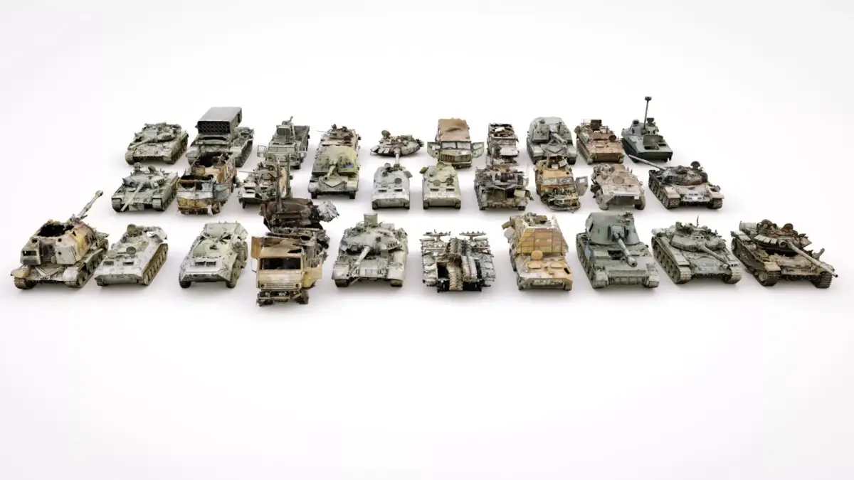 Destroyed russian armoured vehicles 30 assets collection  3D model