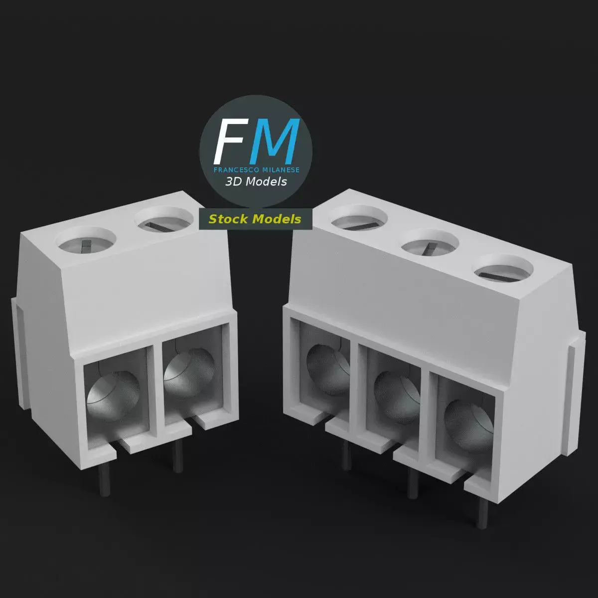 Board mounted screw terminals 3D model
