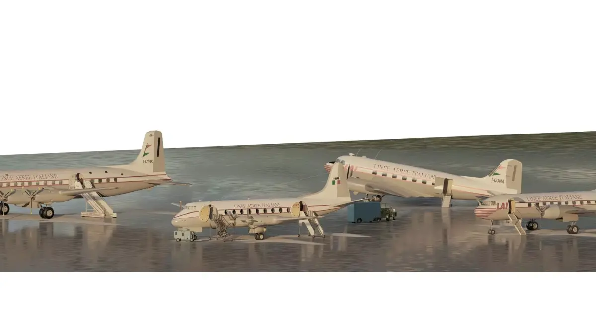 Douglas DC 3 DC-6B Convair 340 and Vickers Viscount 1940s -1950s 3D model