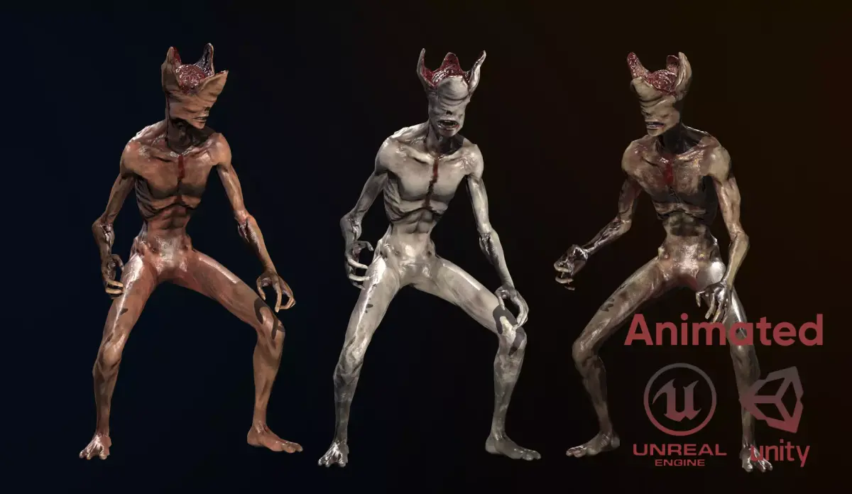 Mutant with open brain Free low-poly 3D model