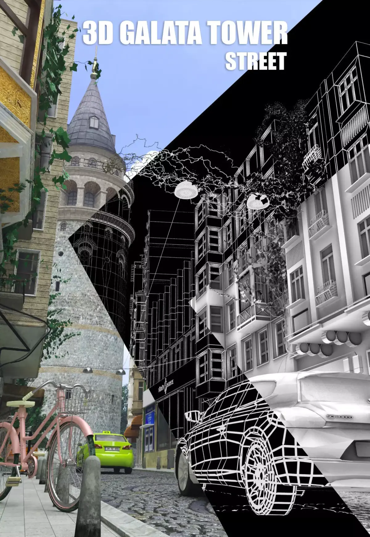 Galata Tower Street  istanbul 3D model