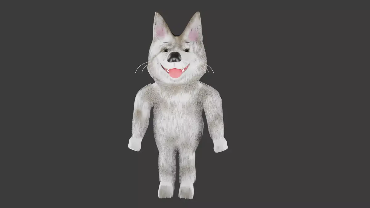 Low Poly Husky Dog 3D Model - Game Ready  Customizable Hair Mesh Low-poly 3D model