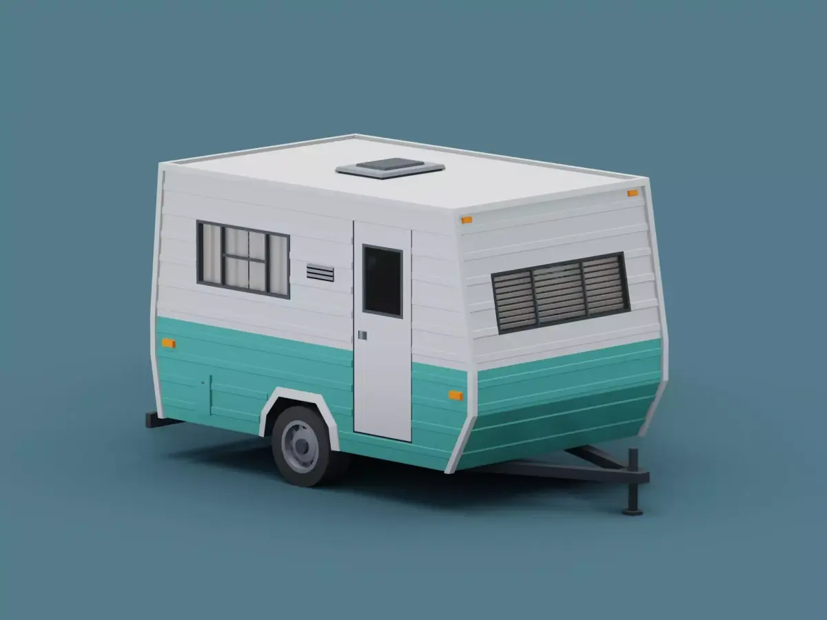 Stylized Small Camper Trailer Classic  Low-poly 3D model