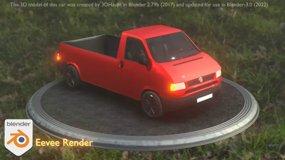City Car 30 Commercial Pickup 3500 Type-C Red Low-poly 3D model