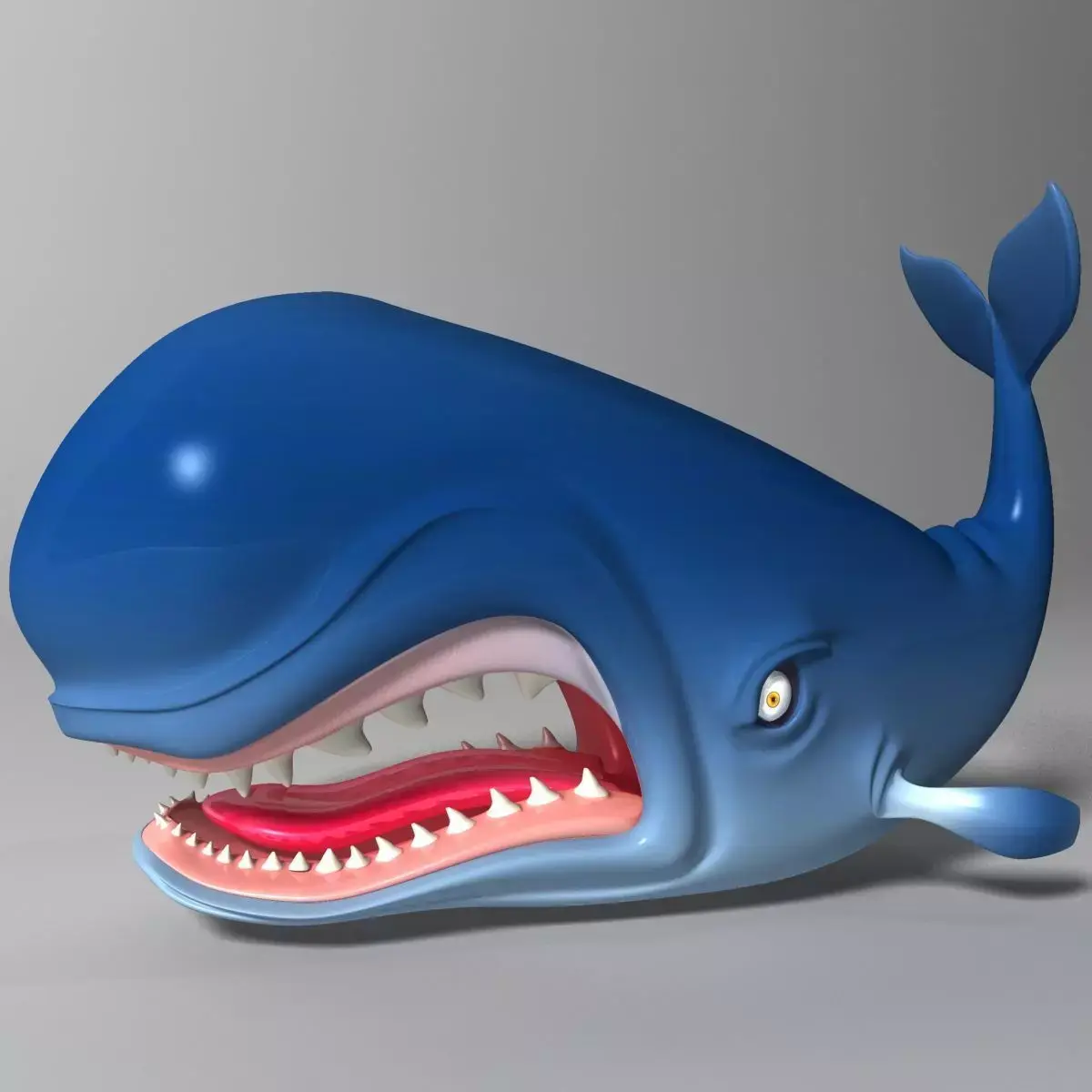 Monstro Cartoon Whale Rigged Low-poly 3D model