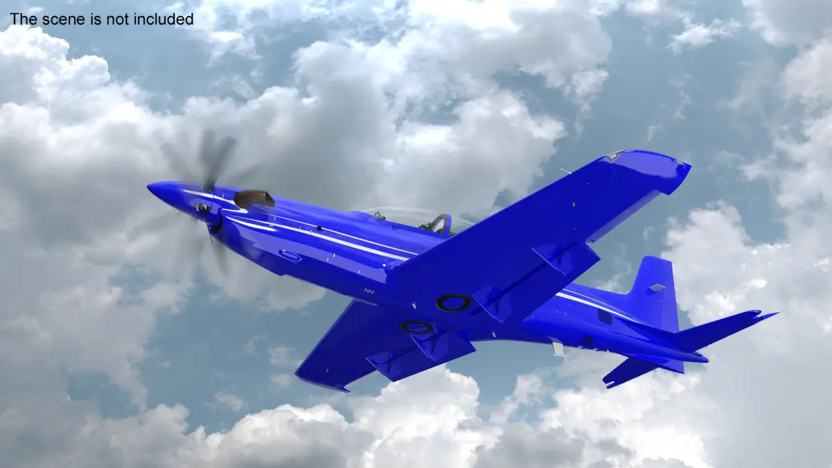 Training Aircraft Blue Rigged 3D model