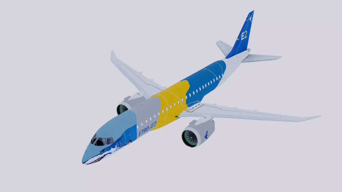 Embraer E-190 E-2 Color House profit hunter Shark 3D model