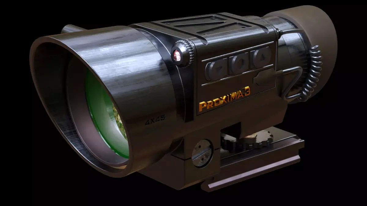 Gun Scope with Laser Pointer 3D model