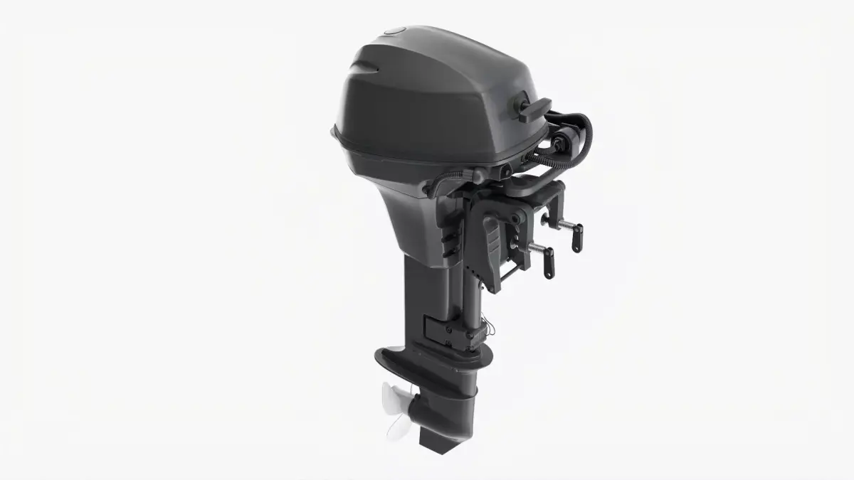 Outboard portable boat motor with folded tiller 3D model