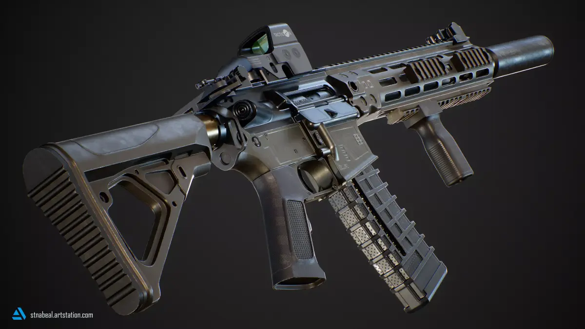 AR-15 SLR Modular Game-Ready Rifle Low-poly 3D model