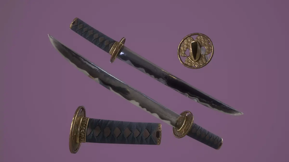 Tokugawa Tanto - A Japanese Dagger Low-poly 3D model