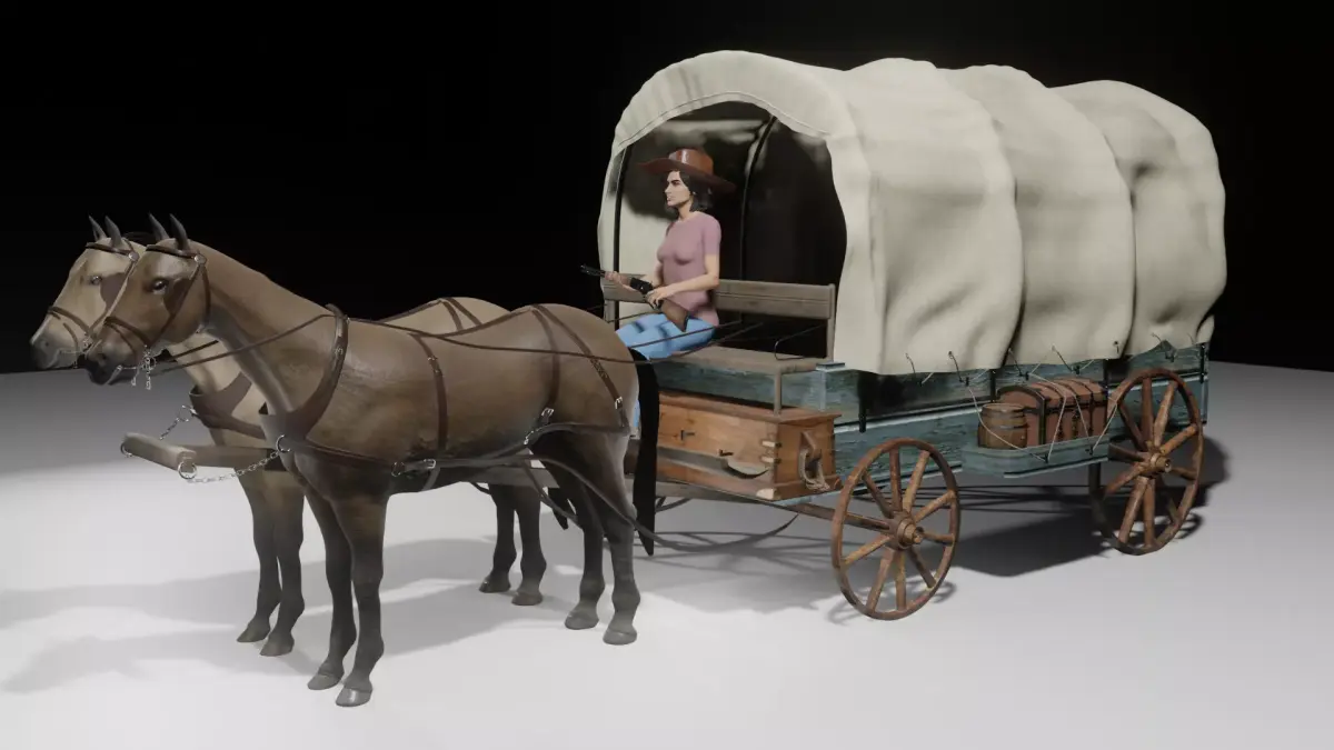 western cowboy cart 3D model