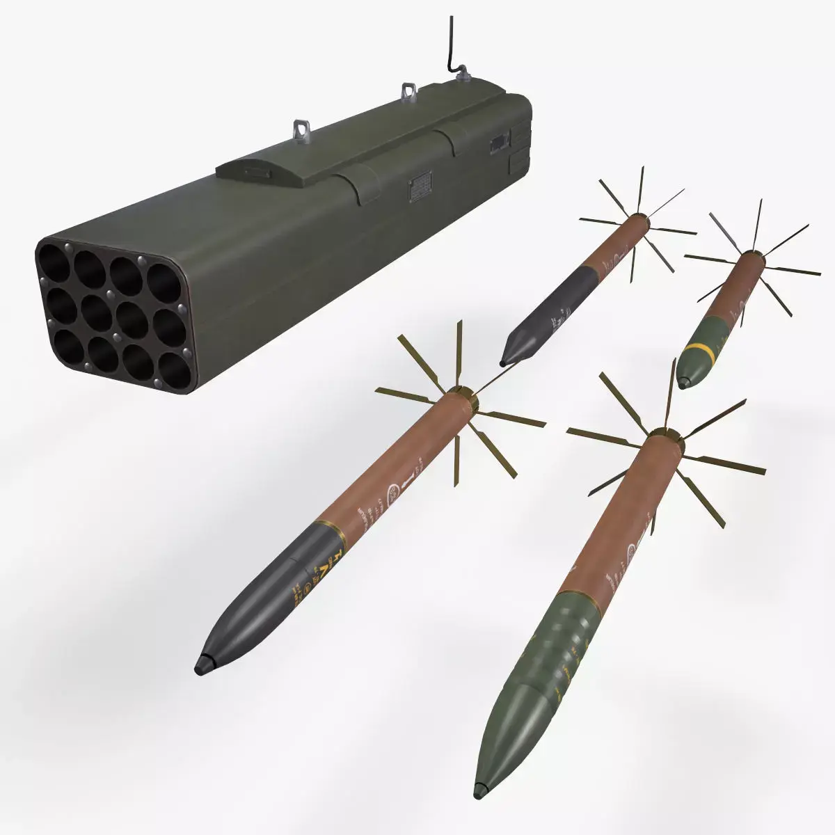 Telson 12 Launcher With Missiles Low-poly 3D model