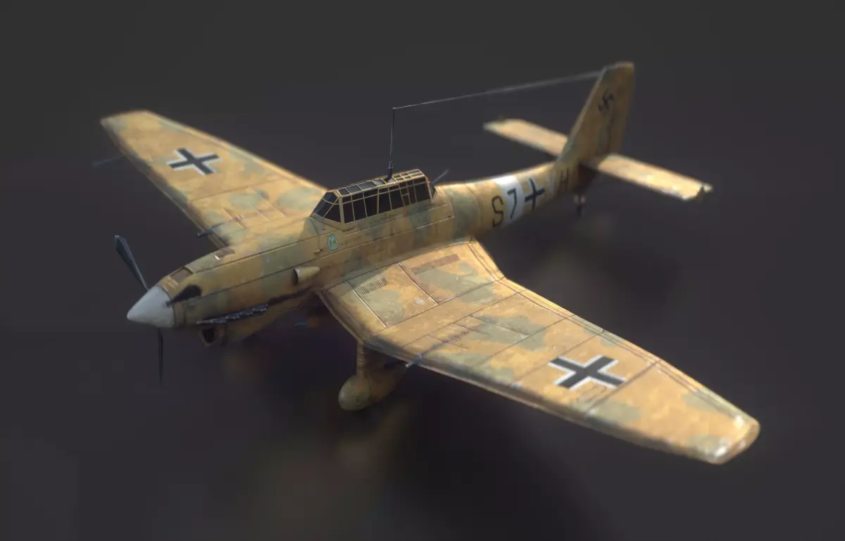 Afrika Korps Ju 87 Stuka Low-poly 3D model
