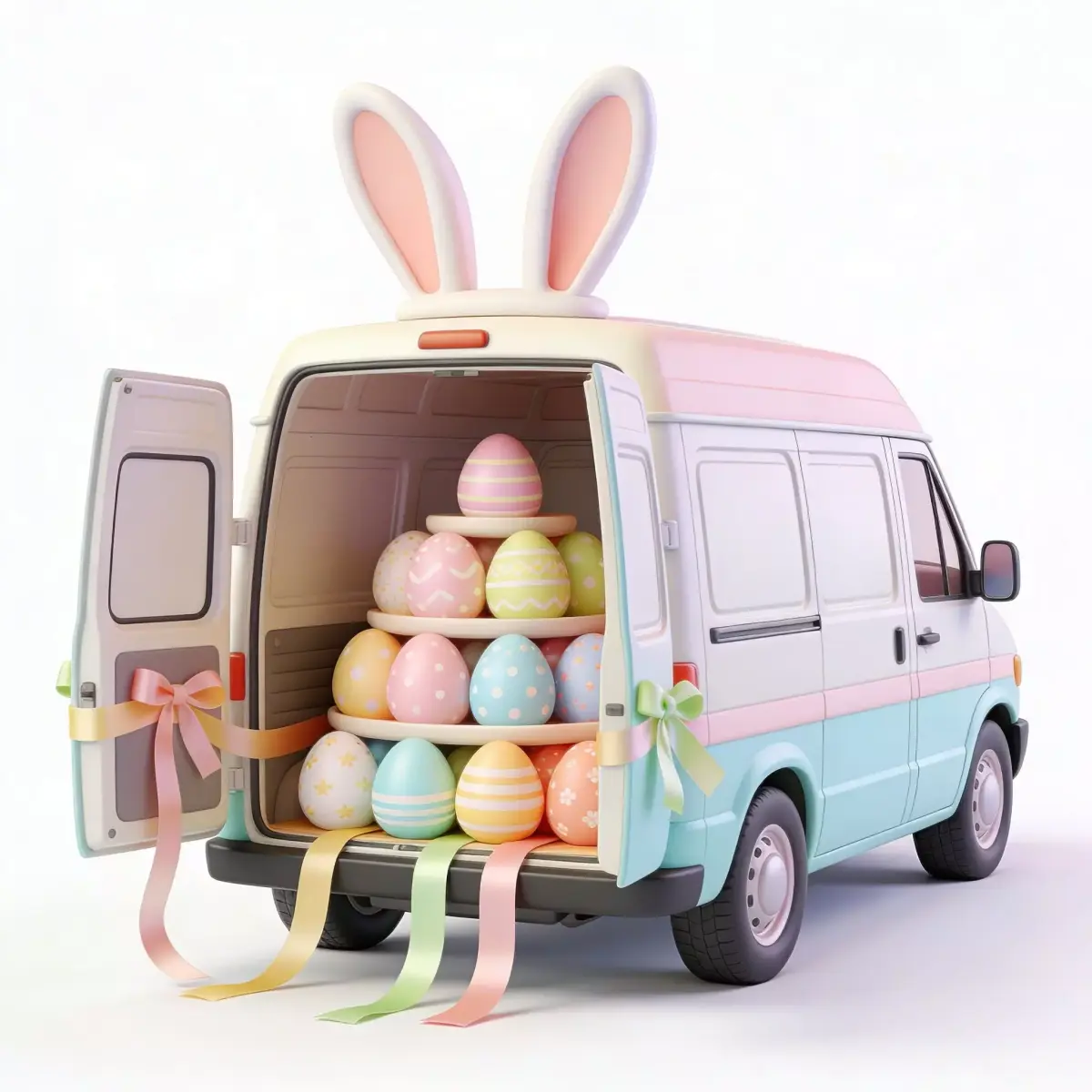 3D EASTER THEMED CARGO WITH BUNNY EARS AND DECORATIVE EGGS V01 Low-poly 3D model