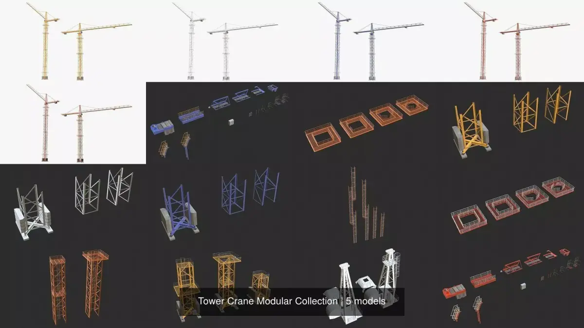 Tower Crane Modular Collection 3D Model Pack