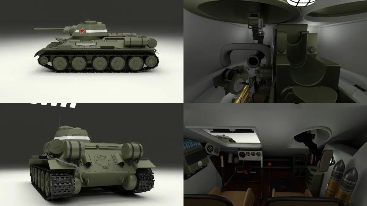 T34 76 Tank with Interior  3D model