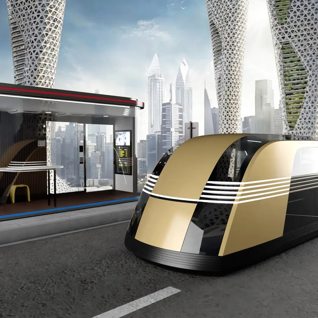 Tesla Robovan at Smart Bus Stop  purchase 3D model