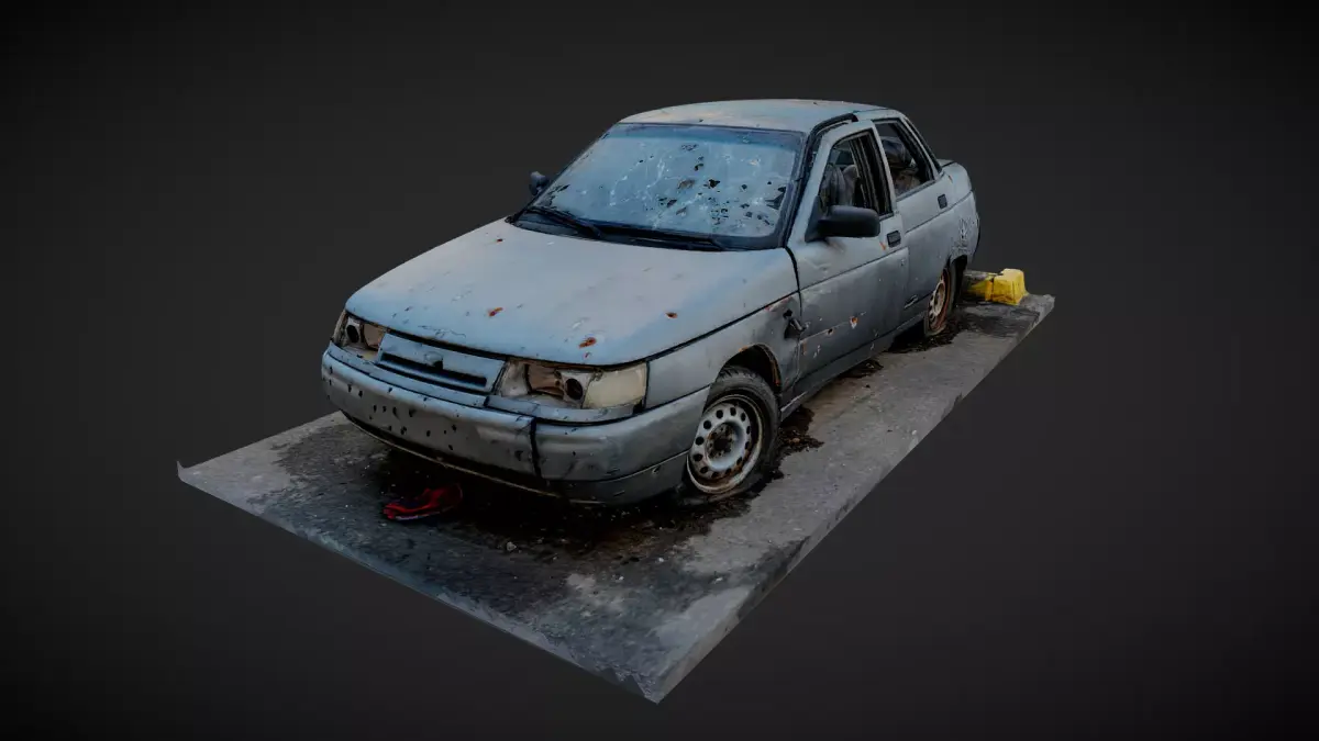 VAZ 2110 Car Destroyed in War - Kyiv Ukraine 3D model