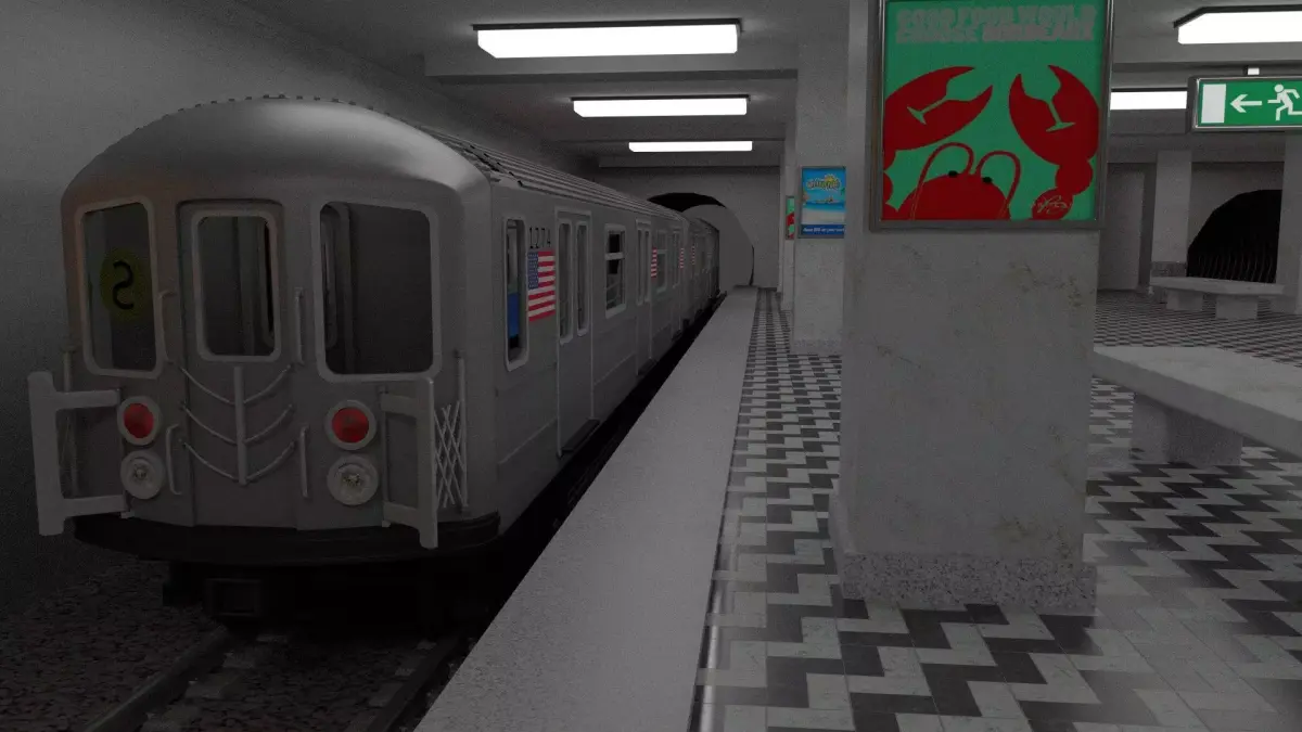Subway Station with Train included 3D model