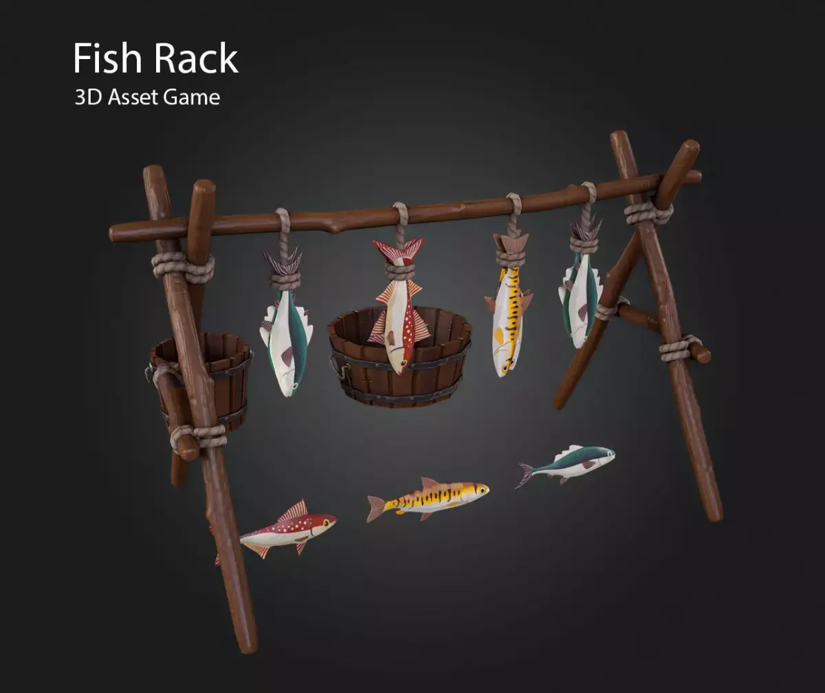 Fish Rack Low-poly 3D model