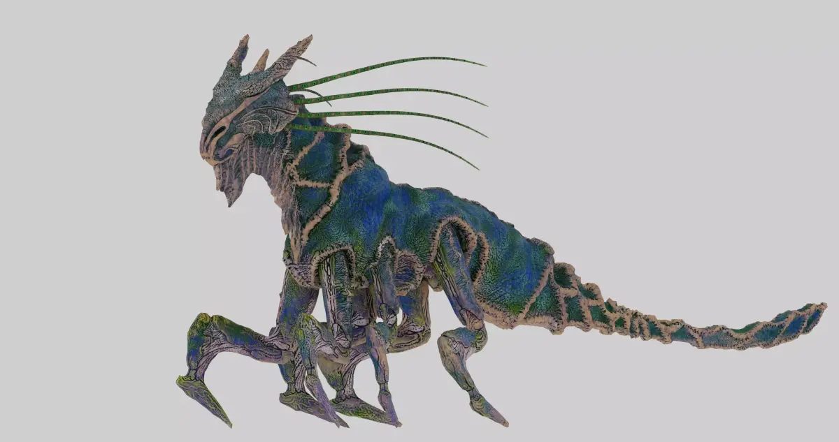 Seasectoid Sea Creature Model with Rig Low-poly 3D model