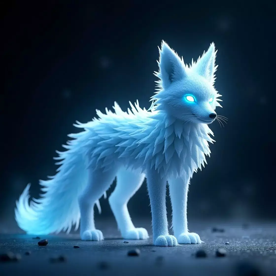 Mystical Ice Fox Spirit 3D Model Low-poly 3D model