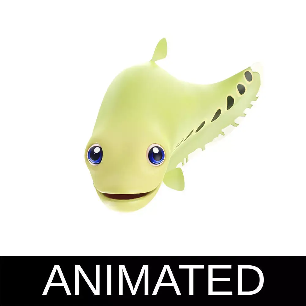 Clown Feather Back fish animated Low-poly 3D model