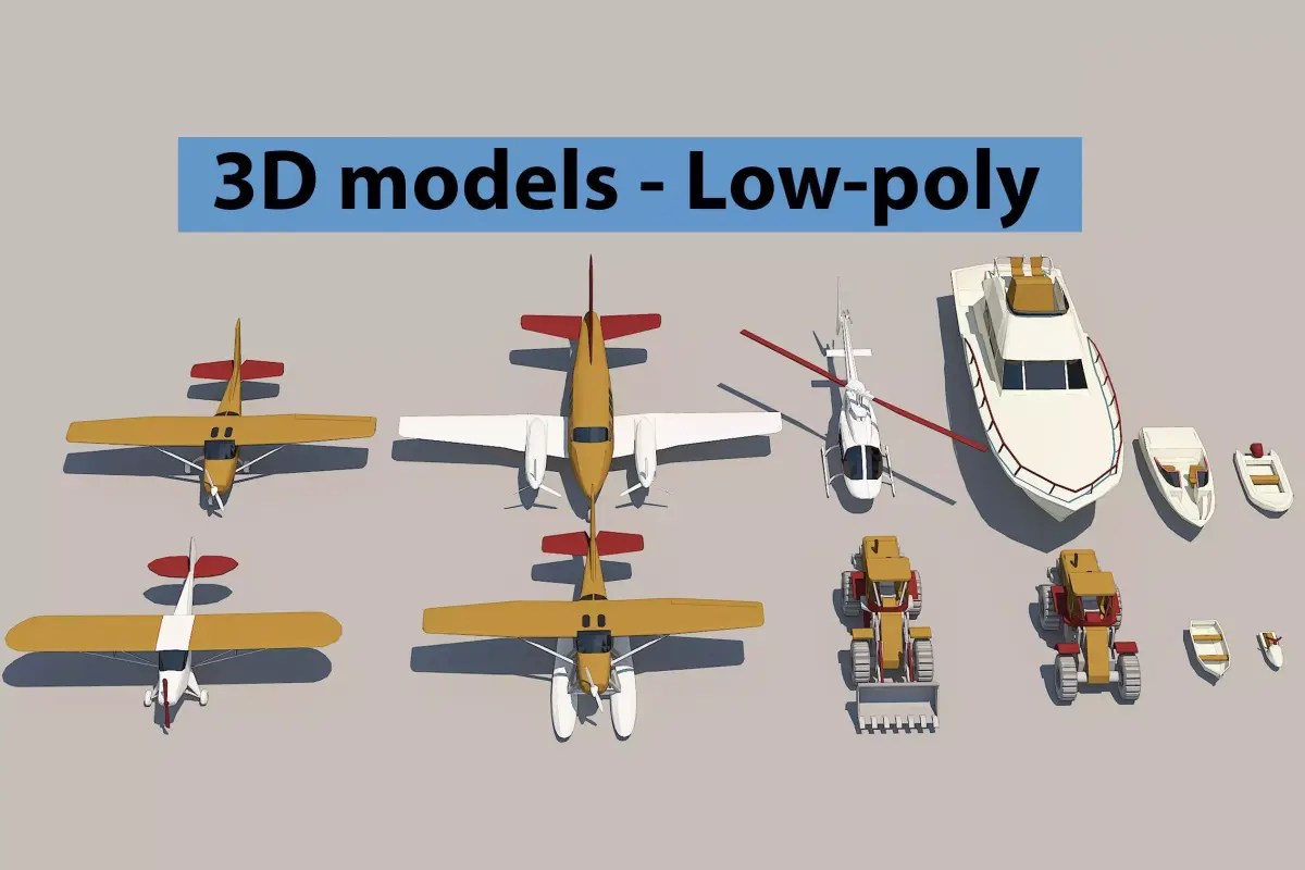 Loader Planes Boats collection Low-poly 3D model