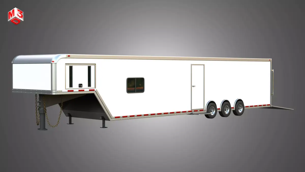 44 ft Custom Enclosed Gooseneck Trailer 3D model