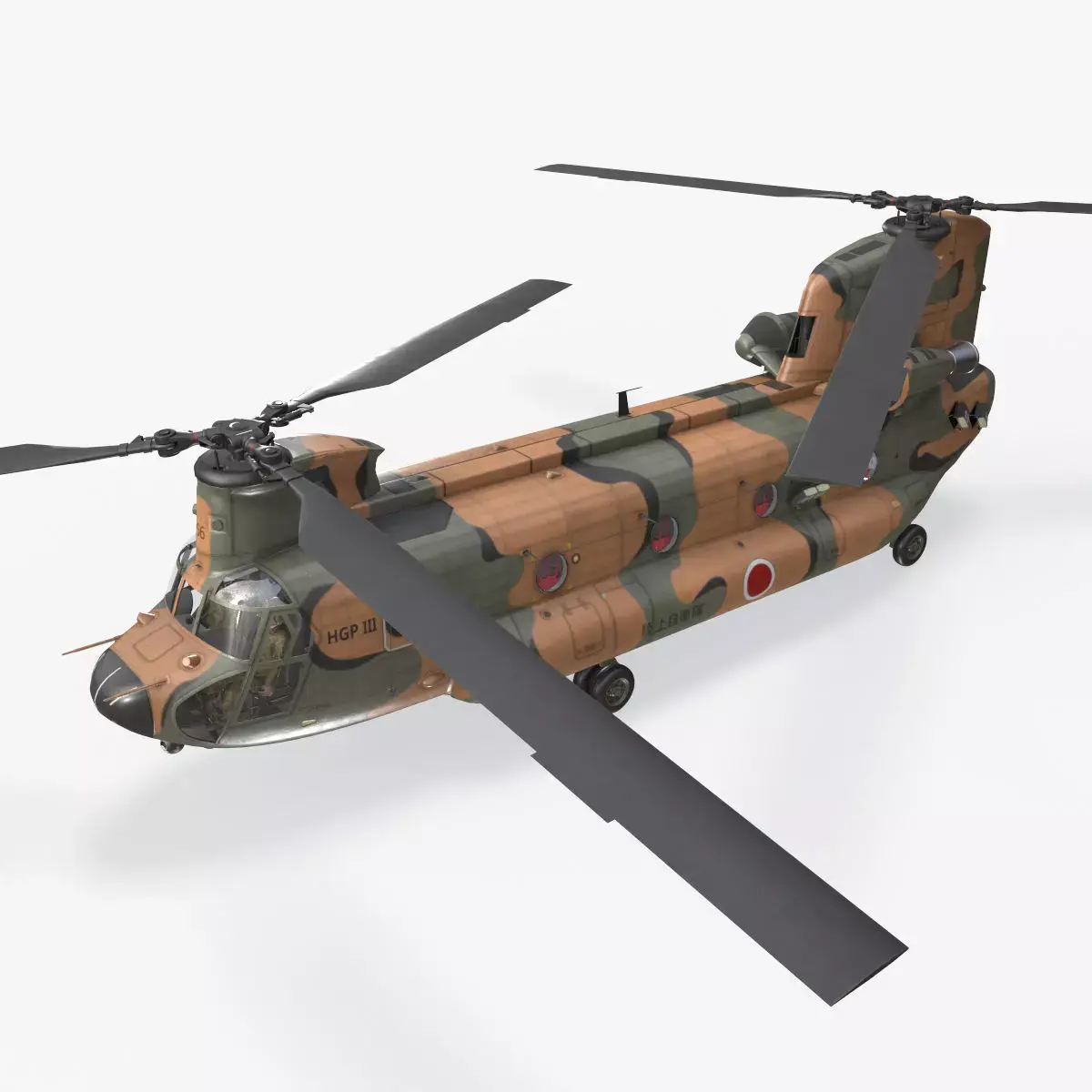 CH-47J Chinook JGSDF Complex Animation Low-poly 3D model