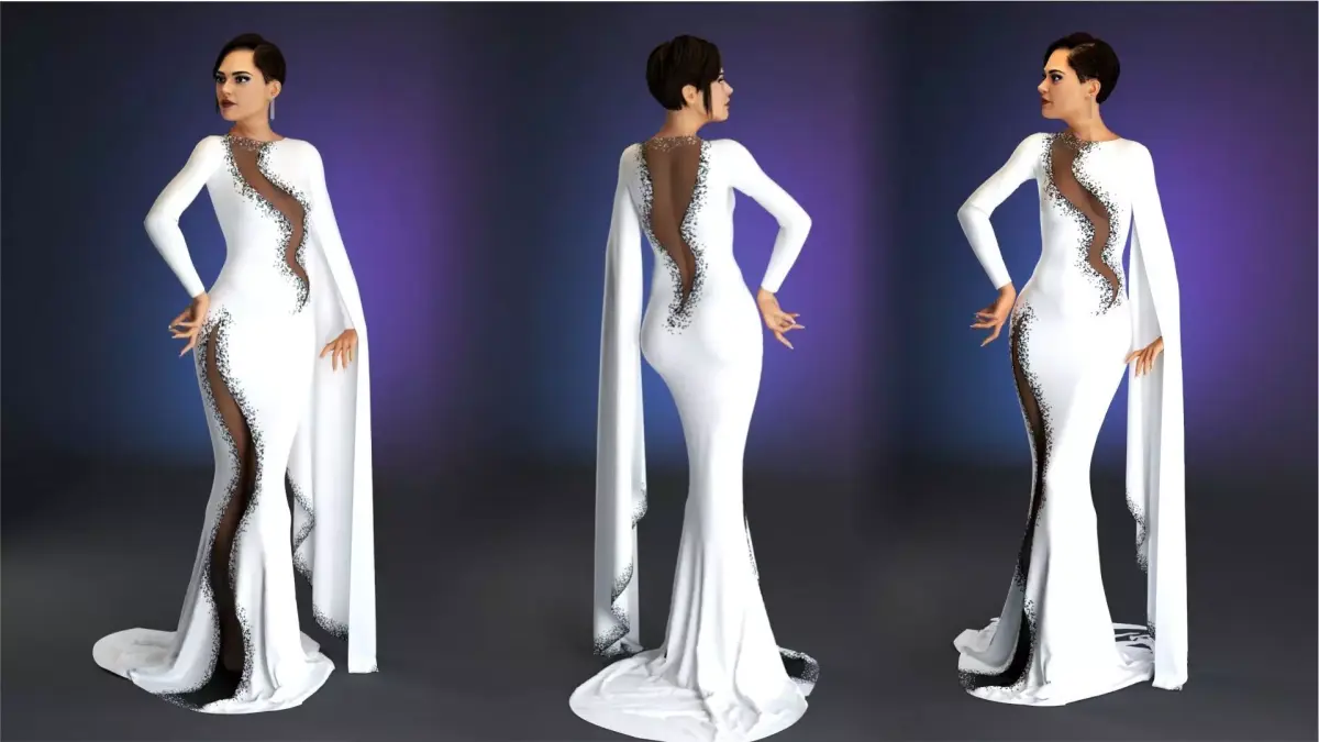 Evening Dress in 3DS Max - Marvelous Designer and clo3d No - 19  3D model