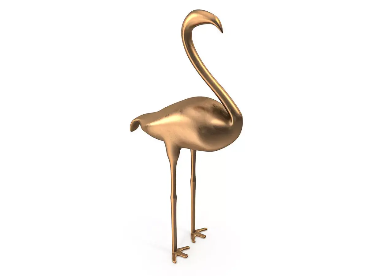 Flamingo PBR golden Low-poly 3D model