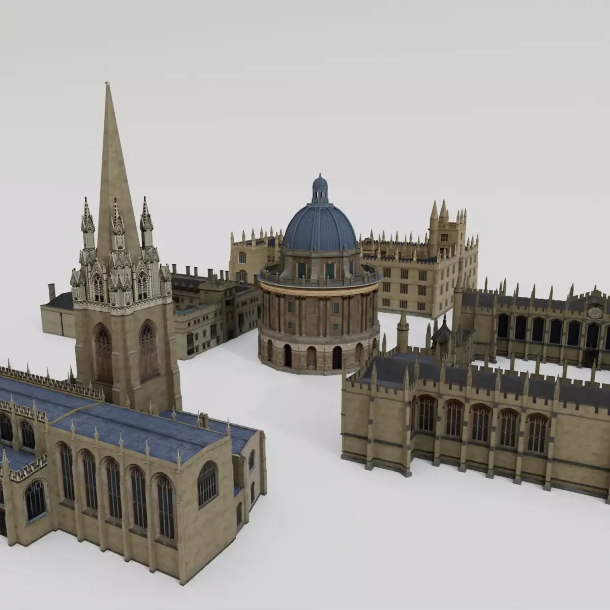 Oxford University buildings with St Mary 3D model