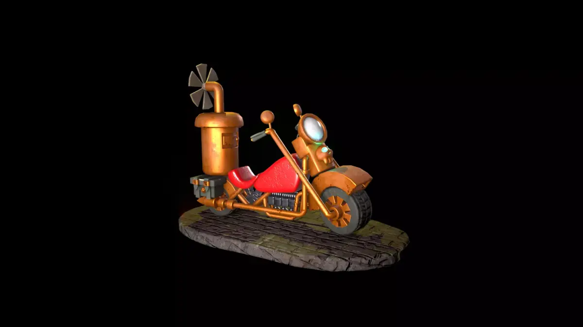 Steampunk Motorcycle 3D model