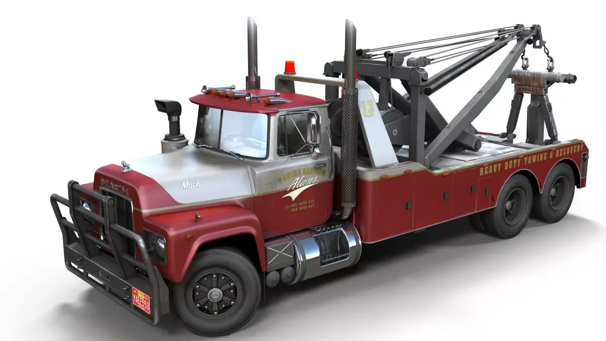 Vintage heavy wrecker Low-poly 3D model