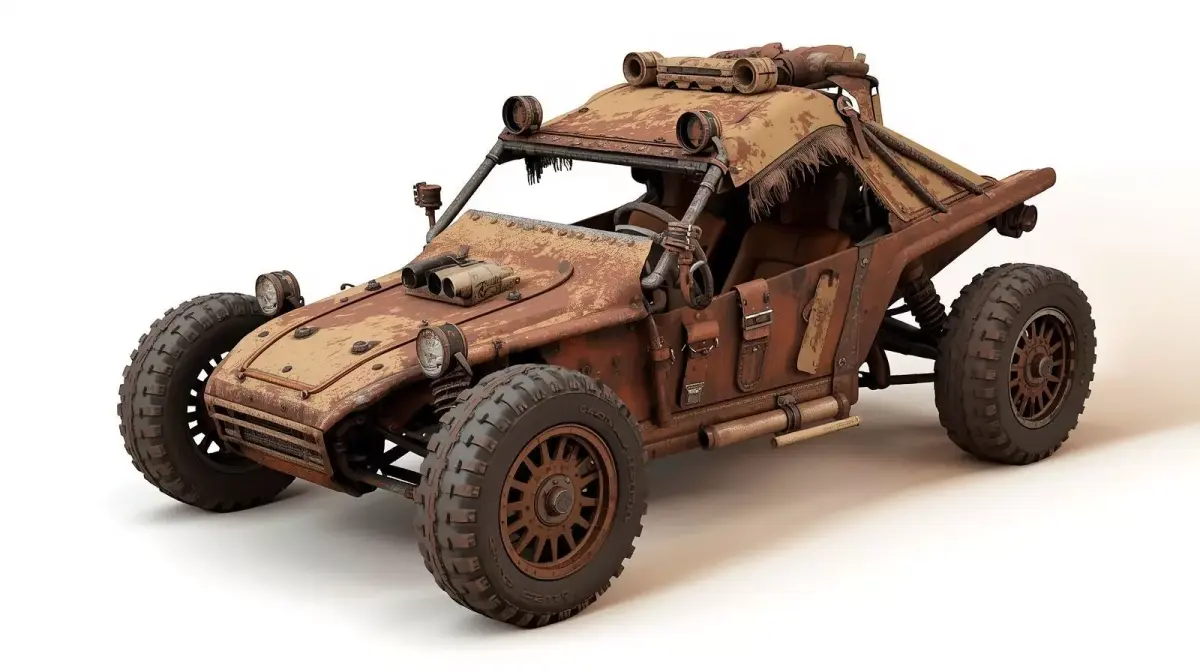 Post-Apocalyptic Raider Skull Buggy model Low-poly 3D model