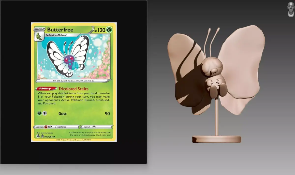Butterfree flying Pokemon OBJ STL 3D print model