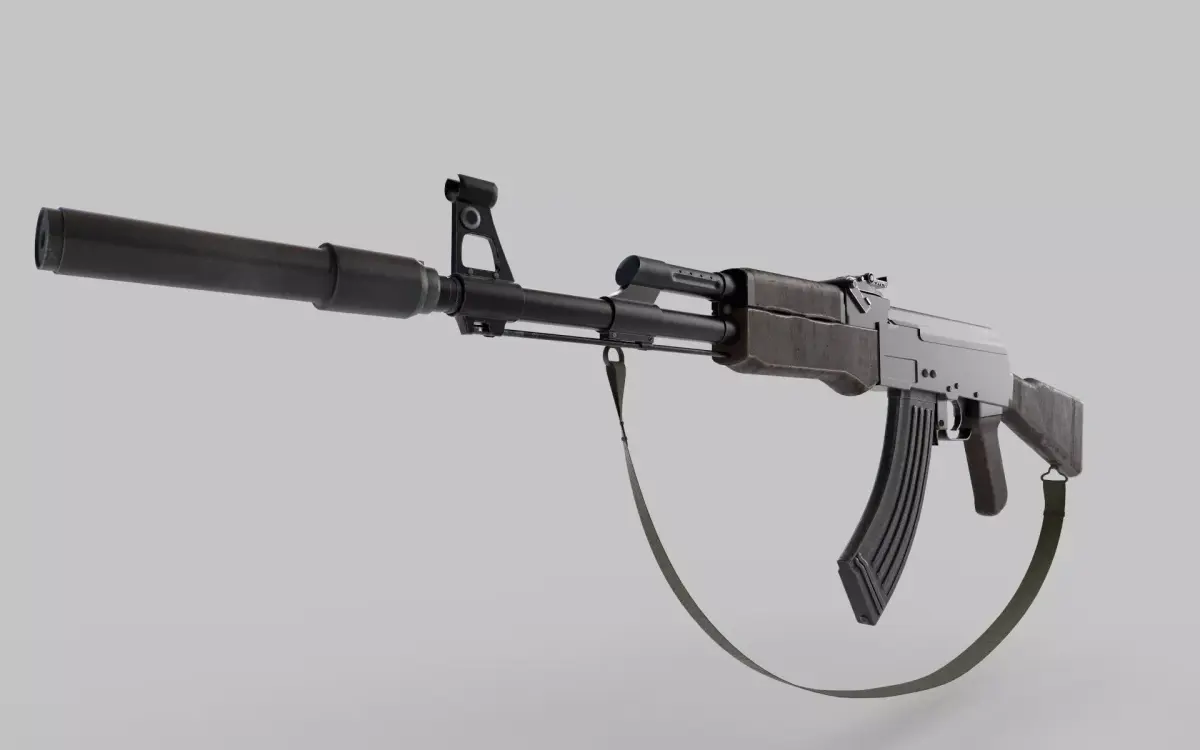 AK47 with silencer 3D model