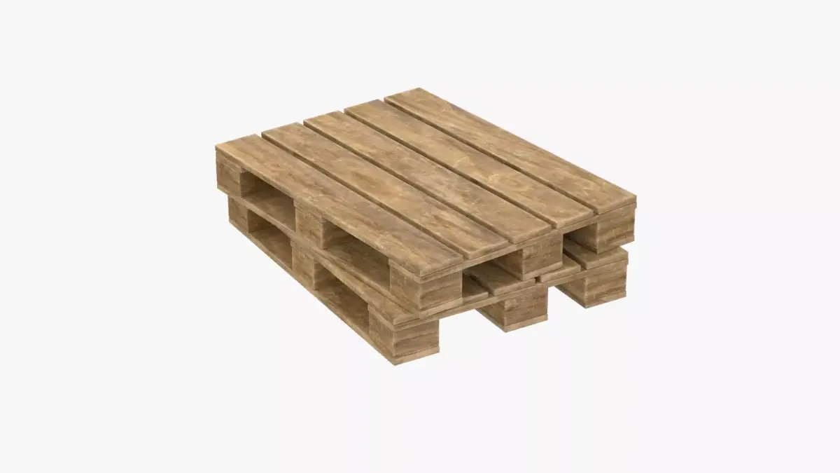 4K Wooden Shelves Pallet Rack Low-poly 3D model