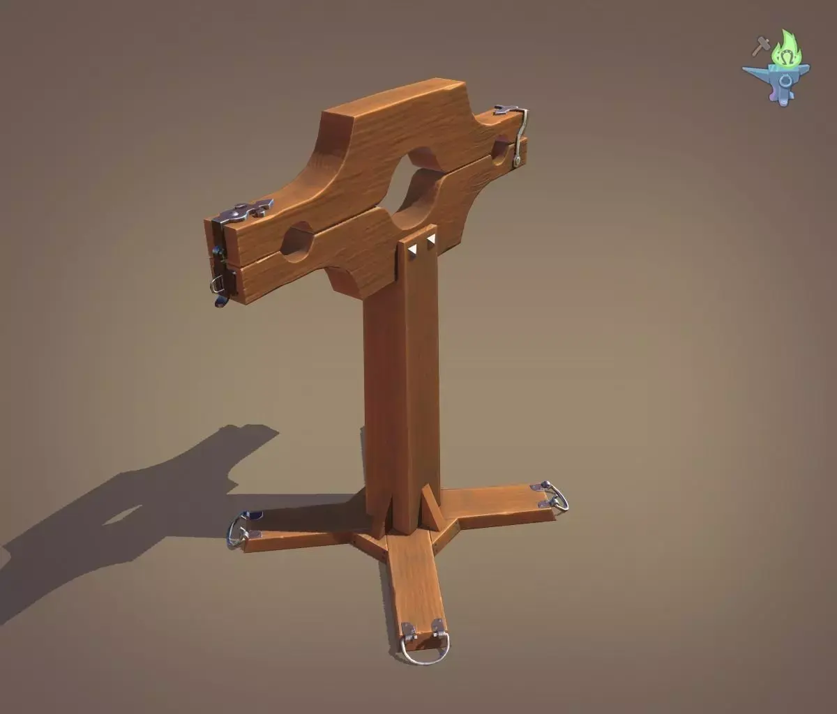 Pilori wooden cross Low-poly 3D model