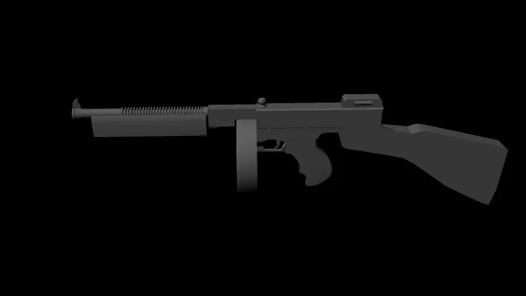 Thompson Machine Gun Low-poly 3D model