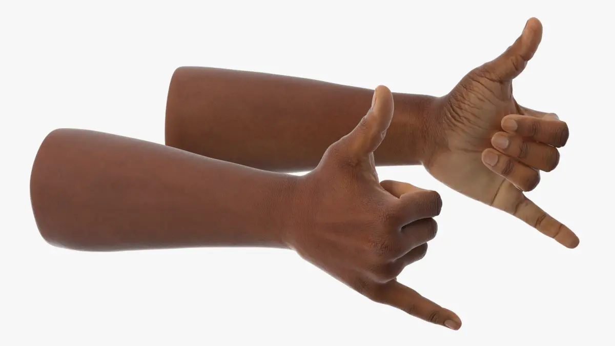 Black Male Arms Set in Hang Loose Pose 3D model