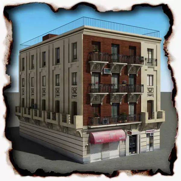 Building apartment with balcony Low-poly 3D model