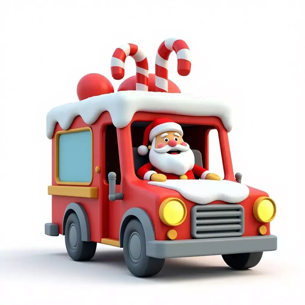 Santa Delivery Truck 3D Model Festive Holiday Vehicle Low-poly 3D model